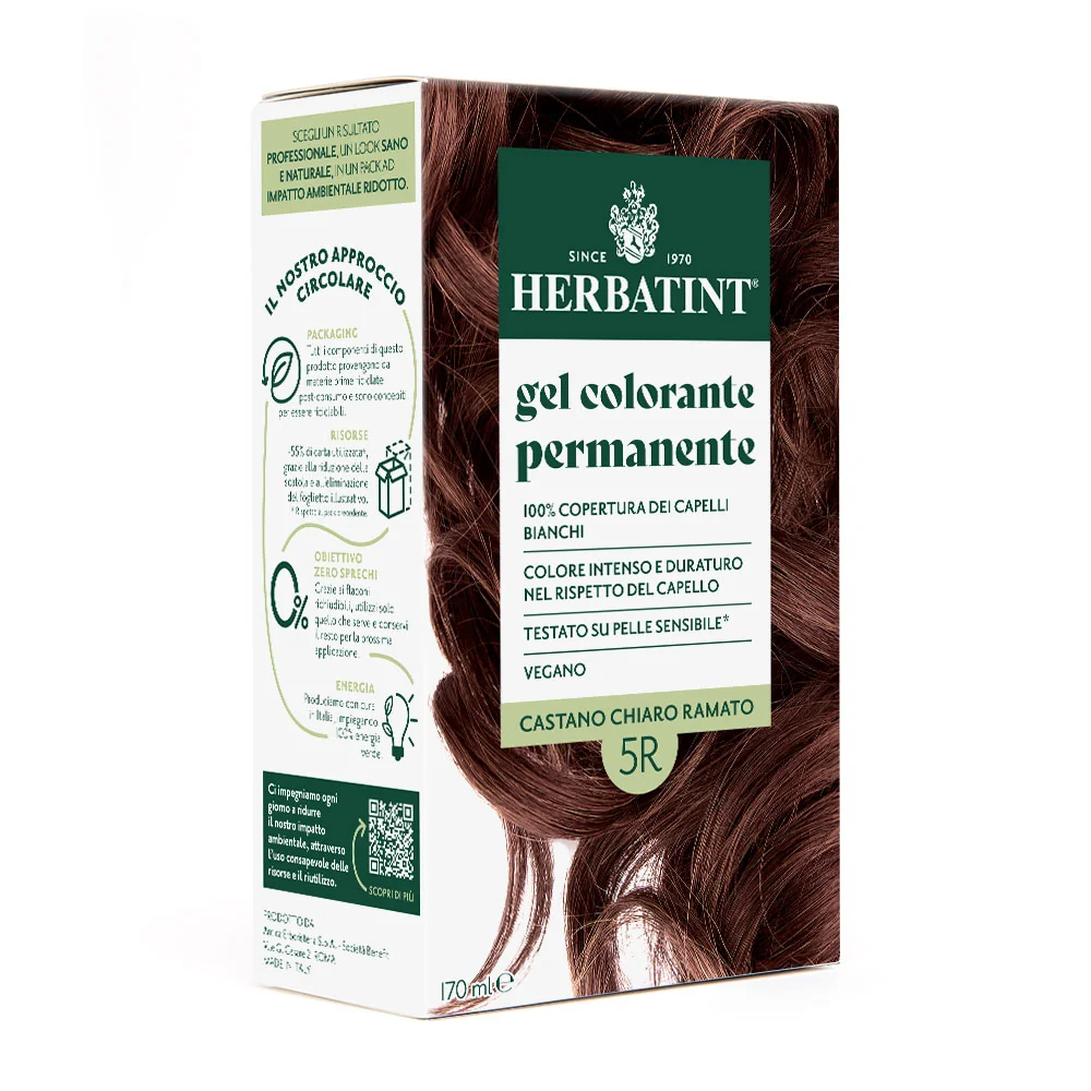 Herbatint Gel Colorante Permanente 5R Castano Chiaro Ramato 170 Ml Colore Intenso e Duraturo