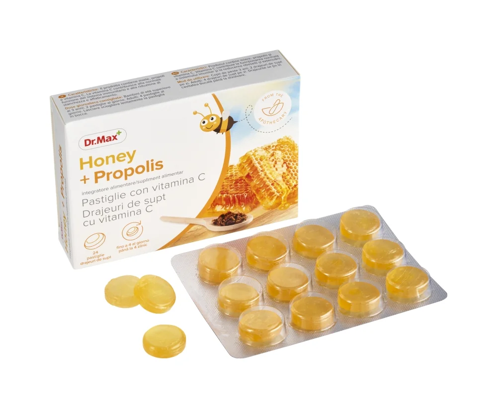 Dr. Max Caramelle Gola Miele e Propoli 24 Pezzi Mal di Gola