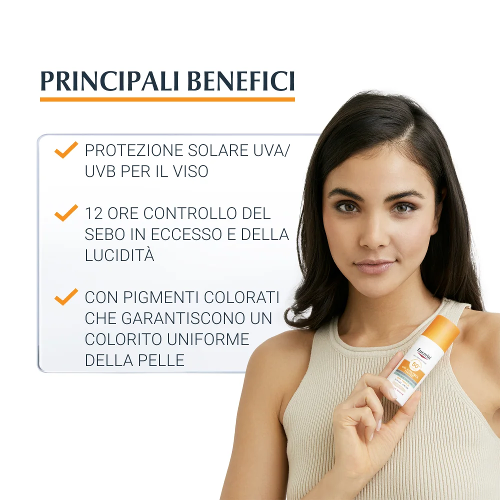 Eucerin Sun Oil Control Tinted Cream Spf50+ 50 Ml Protezione Viso Colorata