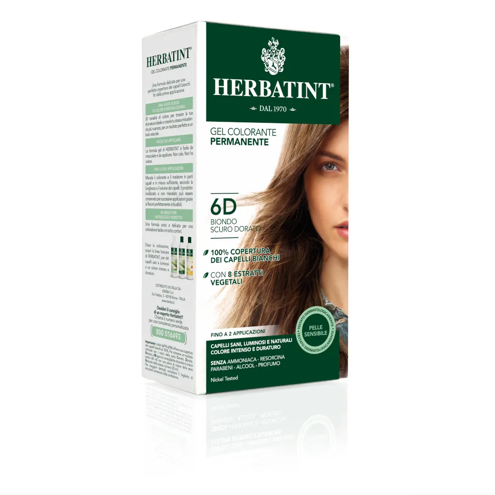 Herbatint Gel Permanente 6D Biondo Scuro Dorato 150 ml Tintura Capelli