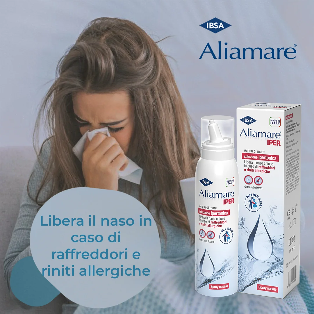 Aliamare Iper Spray Acqua di Mare Ipertonica 125 ml Igiene Nasale