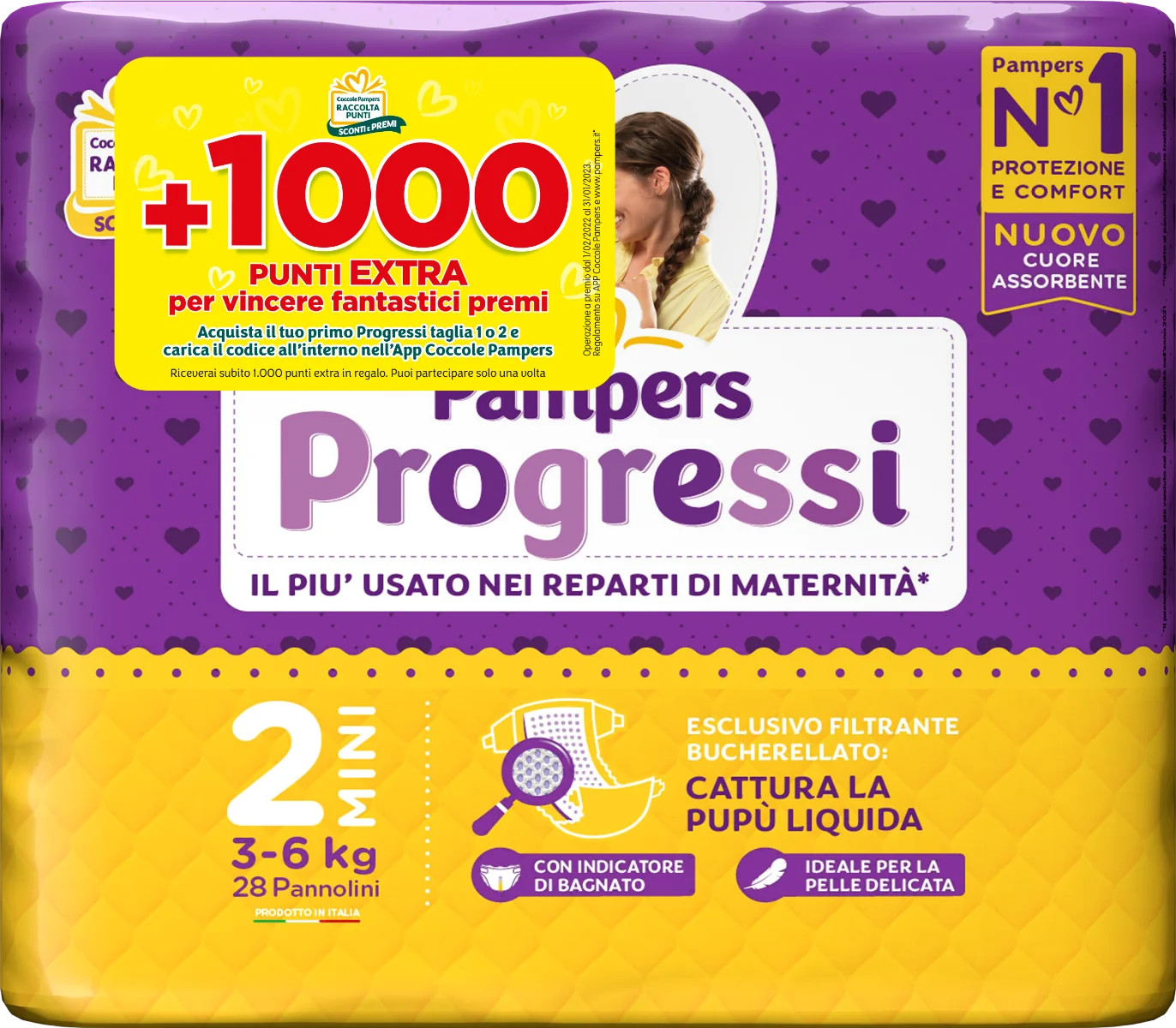 Pampers Progressi Mini 28 Pezzi Taglia 2 (3-6 Kg)