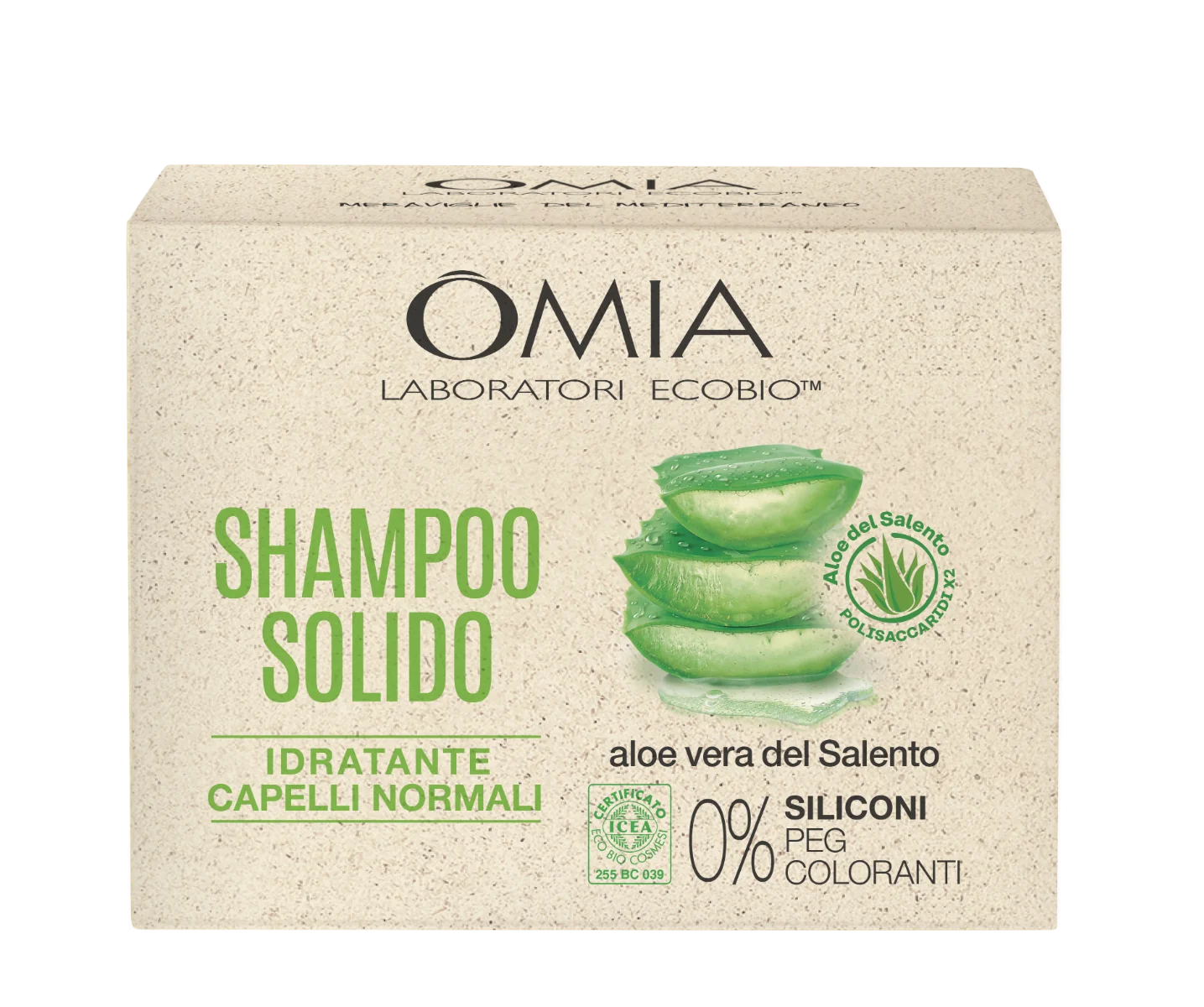 Omia Hair Care Shampoo Solido Aloe 50 ml Azione Idratante