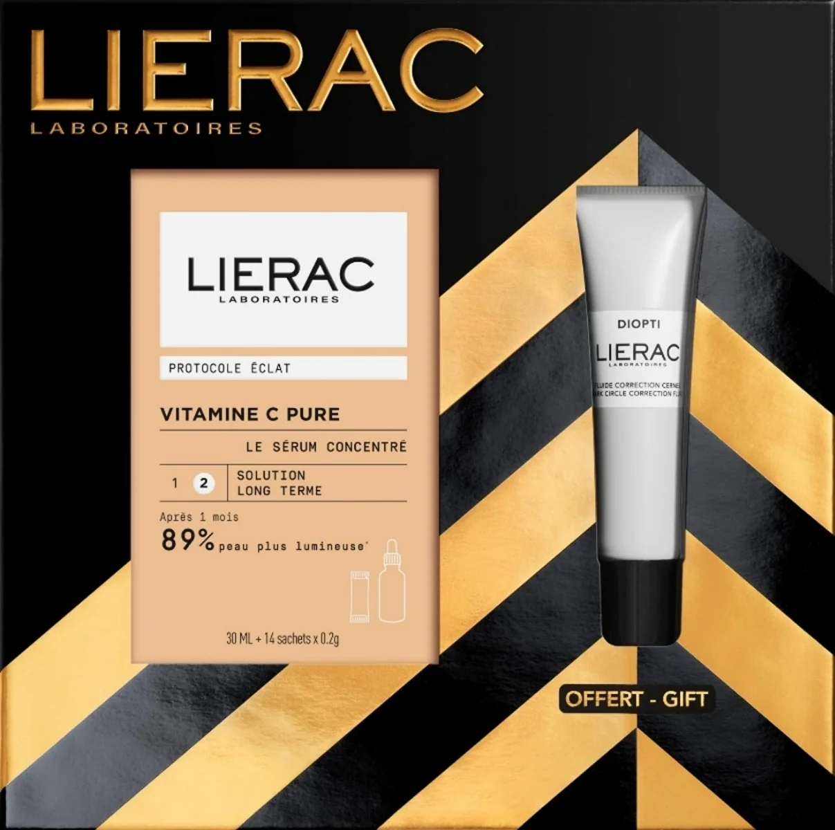 Lierac Cofanetto Protocollo Luminosità Siero Concentrato Vitamina C 30ml + Contorno Occhi Correzione Occhiaie 15ml