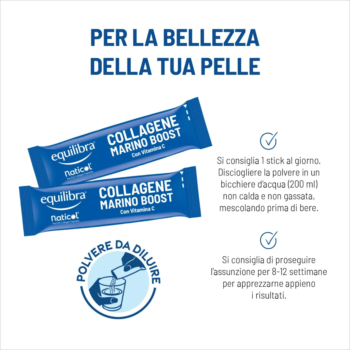 Collagene Marino 14 Stick Integratore per Pelle, Capelli e Unghie