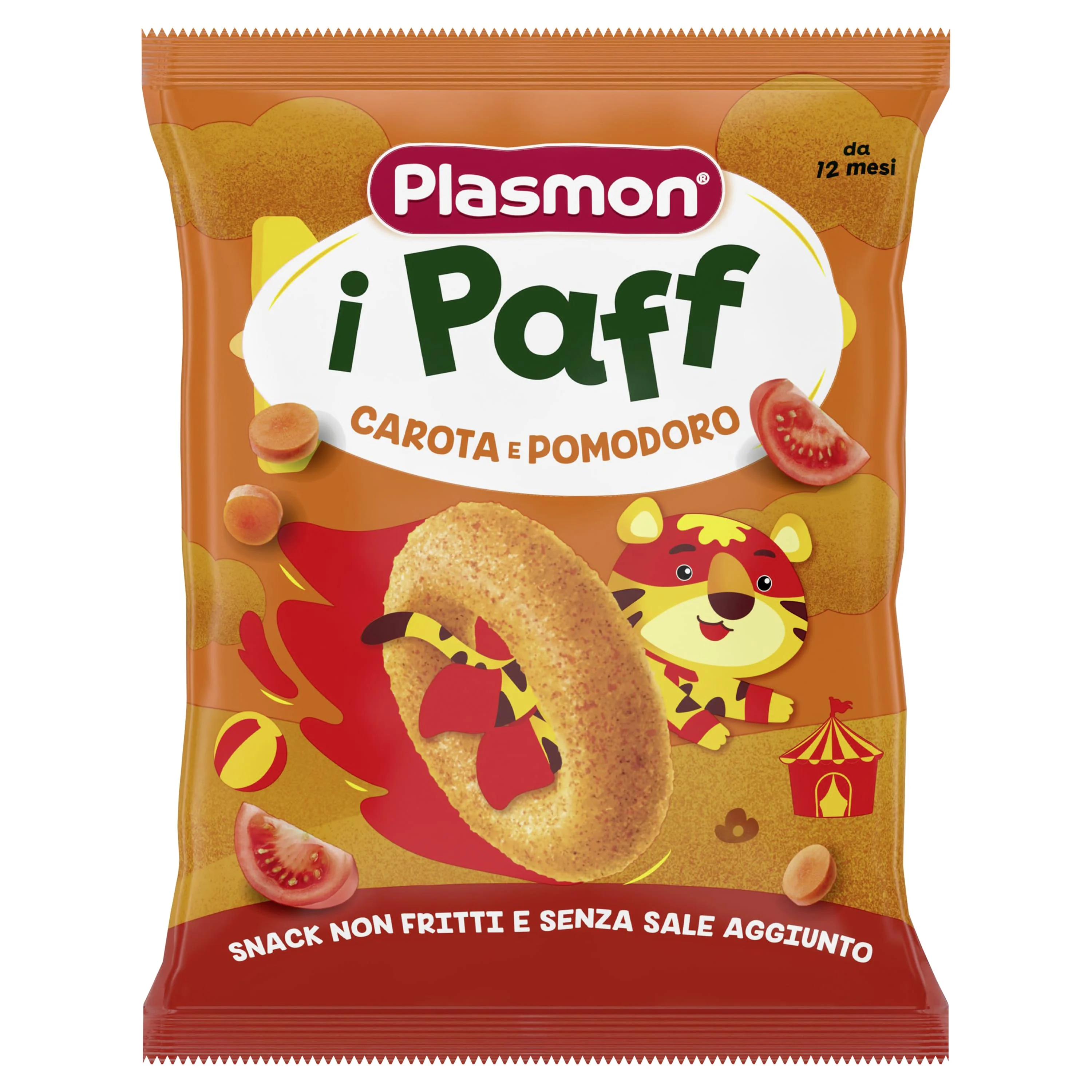 Plasmon Paff Carota e Pomodoro 15 g Non Fritti e Senza Sale Aggiunto