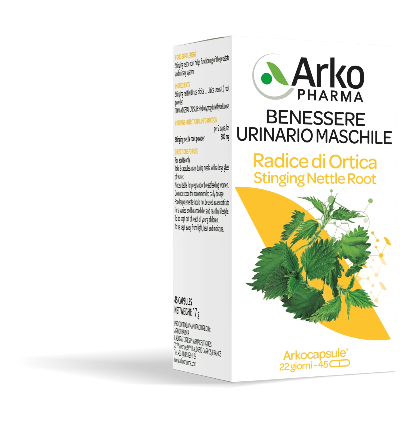 Arkopharma Radice di Ortica 45 Capsule Benessere Prostata