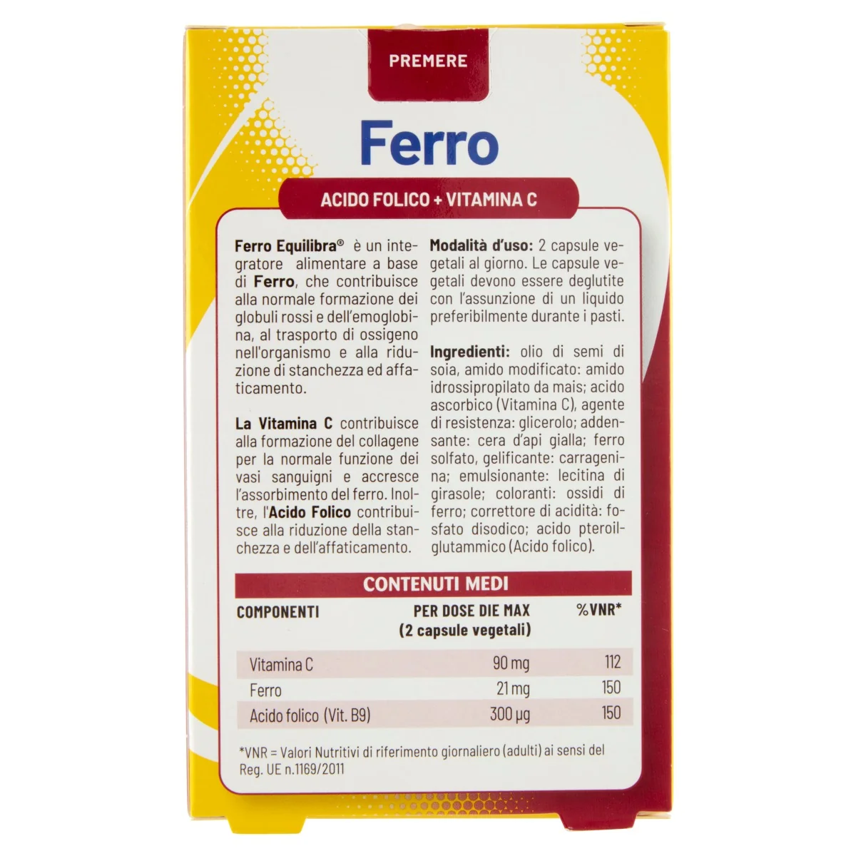 Equilibra Ferro Con Acido Folico+Vit C 60 Compresse Integratore di Ferro