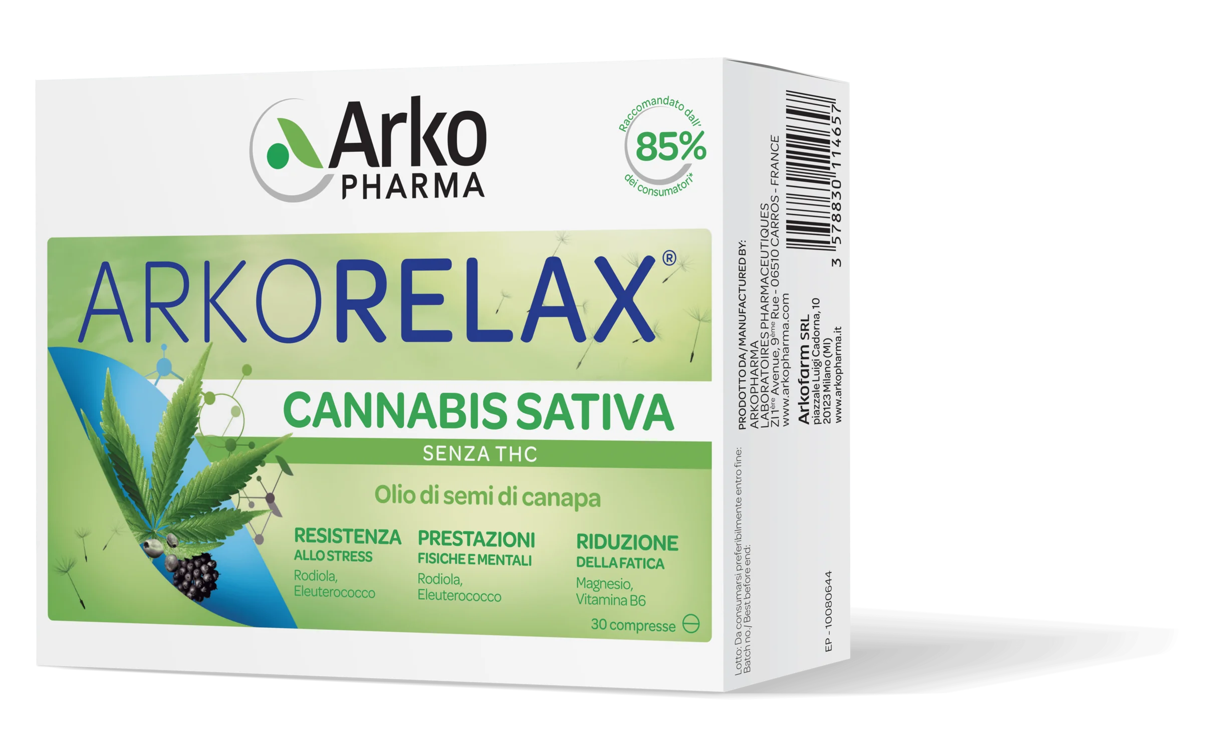 Arkopharma Arkorelax Cannabis Sativa 30 Compresse Resistenza allo stress
