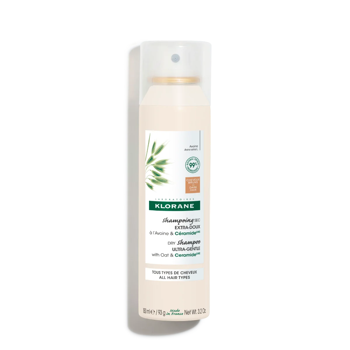 Klorane Shampoo secco Avena & Ceramide Capelli Scuri 150 ml Detersione senza acqua