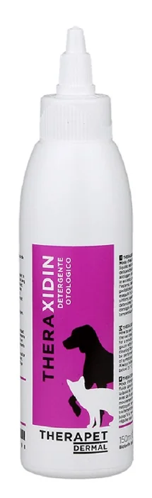 Theraxidin Detergente Otologico 150 ml Soluzione Detergente Auricolare per Cani e Gatti