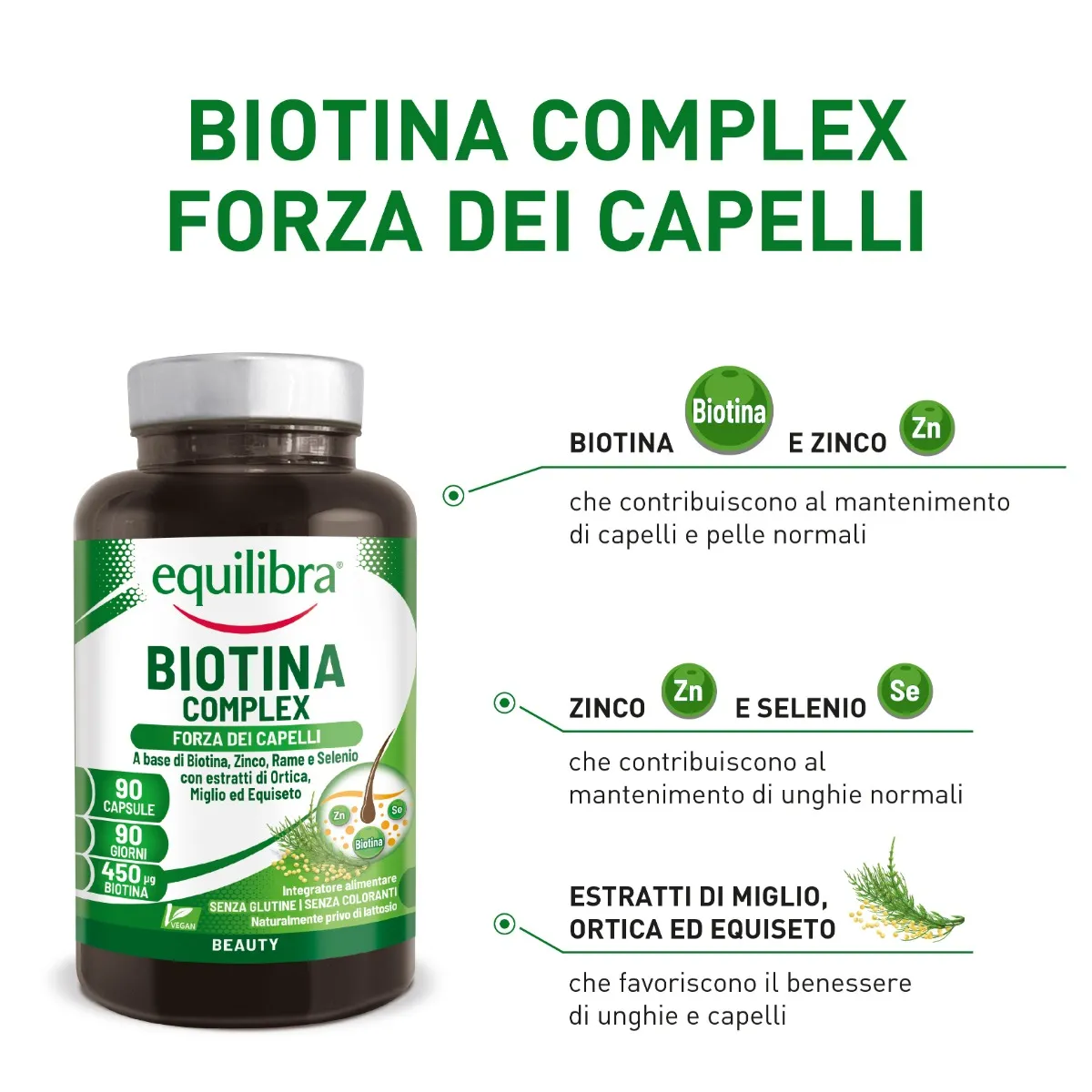 Equilibra Biotina Complex 90 Compresse Unghie, Pelle e Capelli