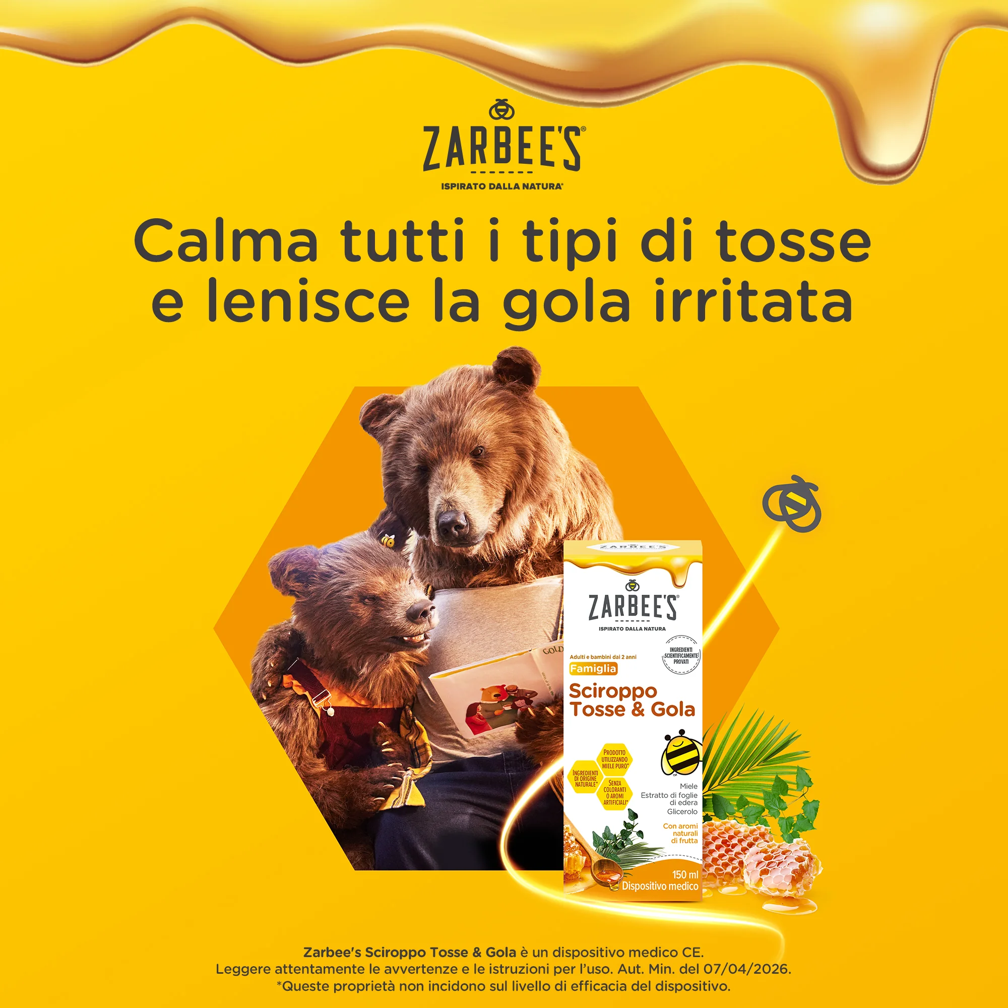 Zarbee's Sciroppo Tosse & Gola 150 ml Sciroppo Tosse Adulti e Bambini a Partire dai 2 Anni