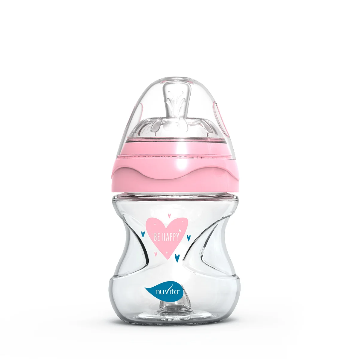 Nuvita Collection Glass Biberon Vetro Rosa 140 ml Con Valvola Riduci Coliche