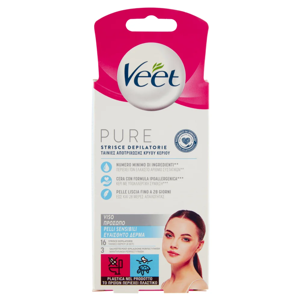 Veet Minima Strisce Depilatorie Viso 16 Pezzi