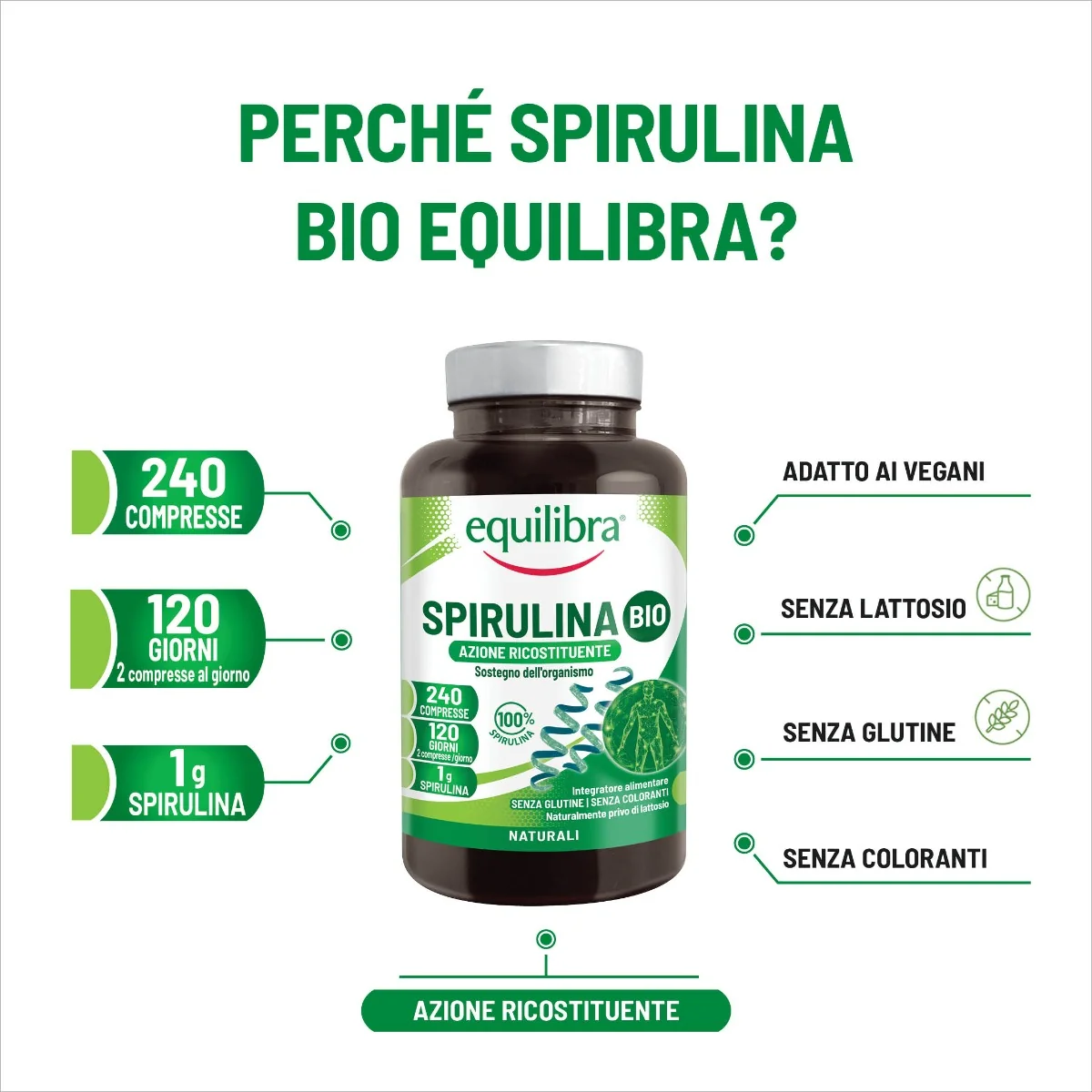 Equilibra Spirulina Bio 240 Compresse Senza Glutine