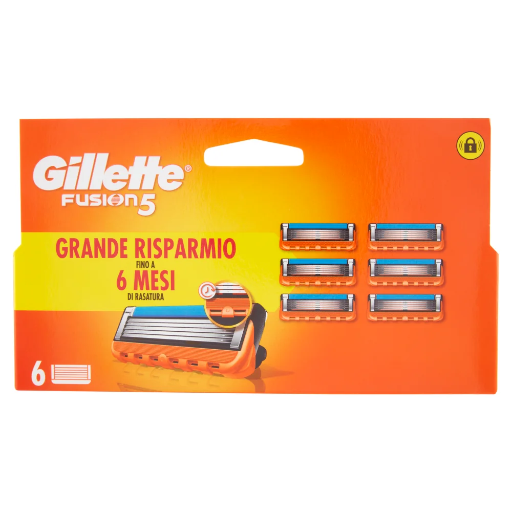 Gillette Fusion5 Lame 6Pz Cartuccia di Lame di Ricambio per Rasoio