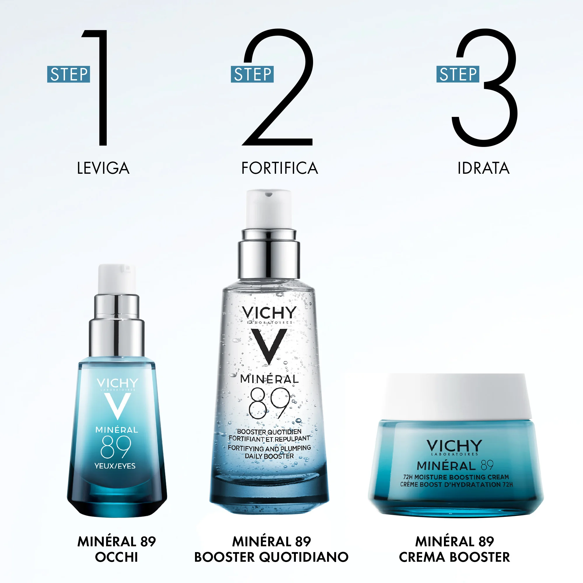 Vichy Mineral 89 Booster 75 ml Fortificante e Rimpolpante Viso con Acido Ialuronico