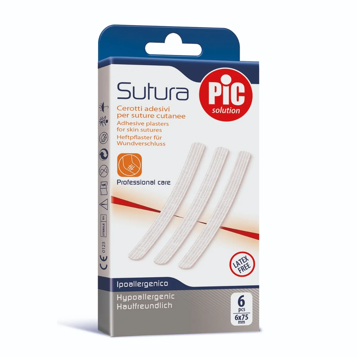 Pic Cerotti Sutura 6x75 mm 6 Pezzi Ipoallergenici
