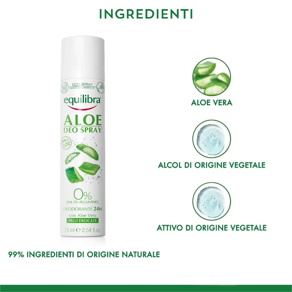Equilibra Aloe Deo Spray 75Ml con Estratti Vegetali