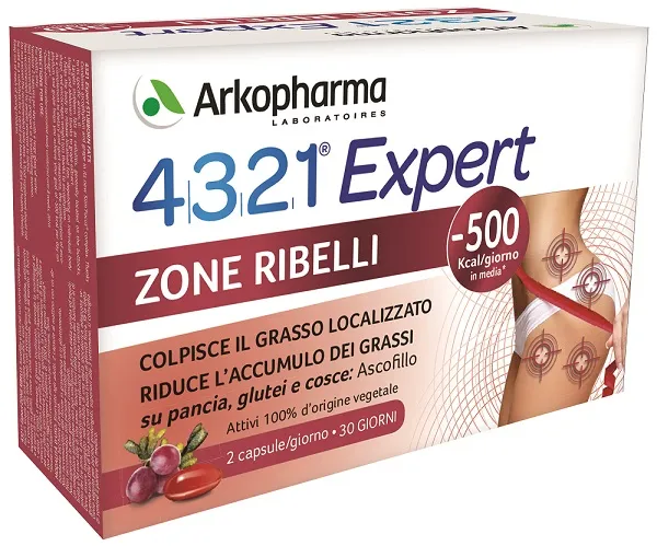 Arkopharma 4321 Expert Slim Zone Ribelli 60 Capsule Colpisce il Grasso Localizzato