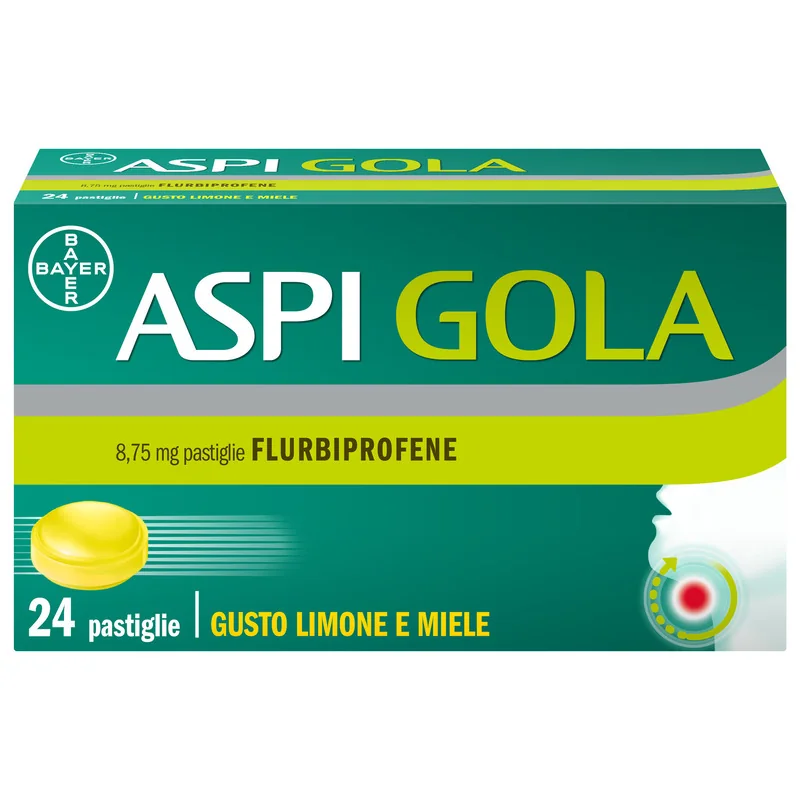 Aspi Gola Antinfiammatorio 24 caramelle Miele-Limone Mal di Gola