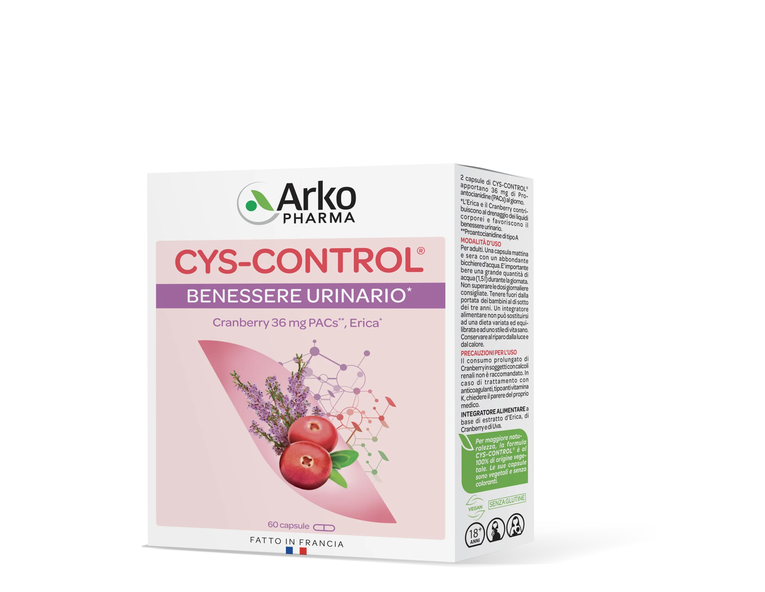Arkopharma Cys-Control 500 60 Capsule Benessere Vie Urinarie Con Erica