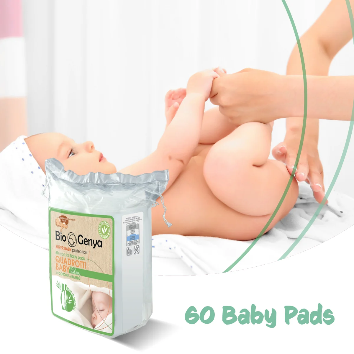 Biogenya Baby Quadrotto Bamboo 60 Pezzi