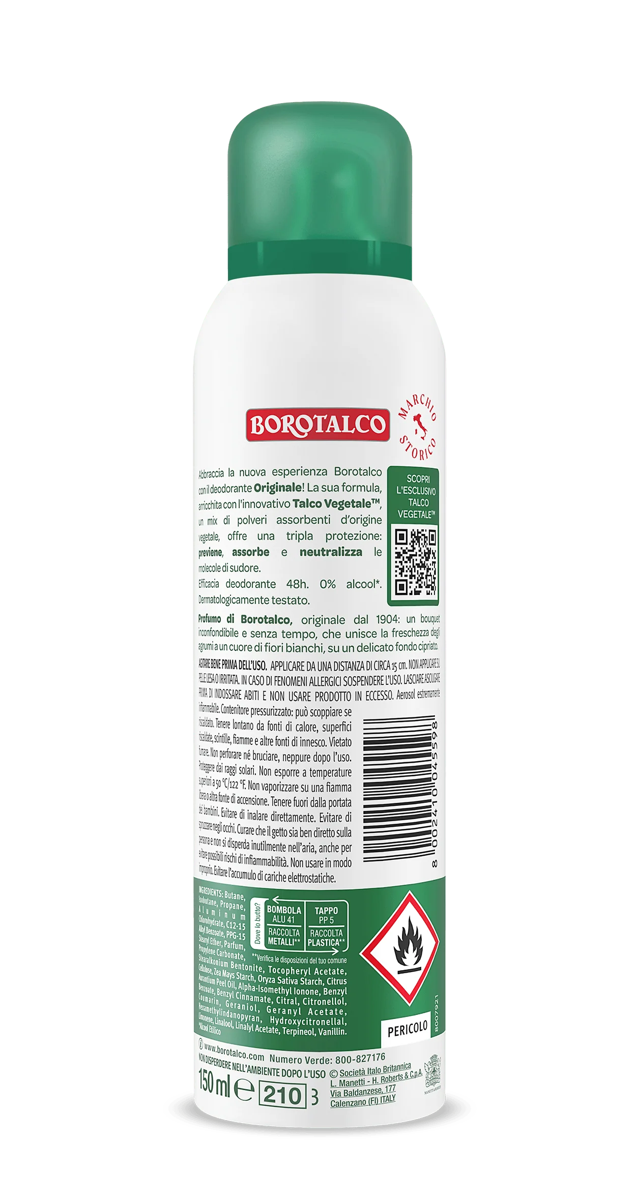 Borotalco Deo Spray Originale 150 ml Deodorante 48h