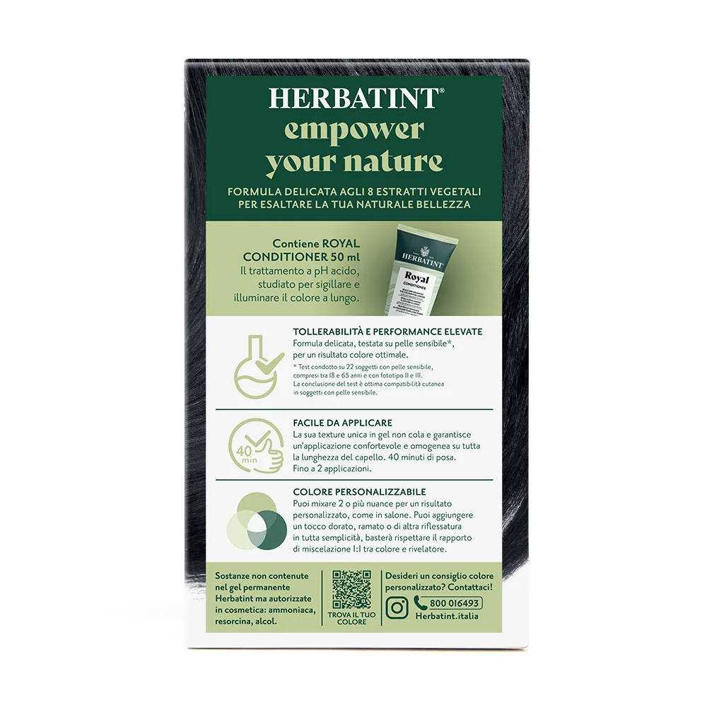 Herbatint Gel Colorante Permanente 1N Nero 170 Ml Colore Intenso e Duraturo