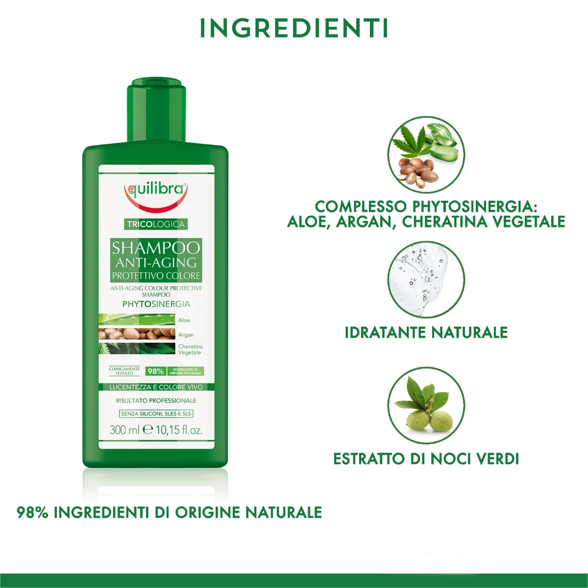 Equilibra Tricol Sh Anti Aging con Estratto di Noci Verdi