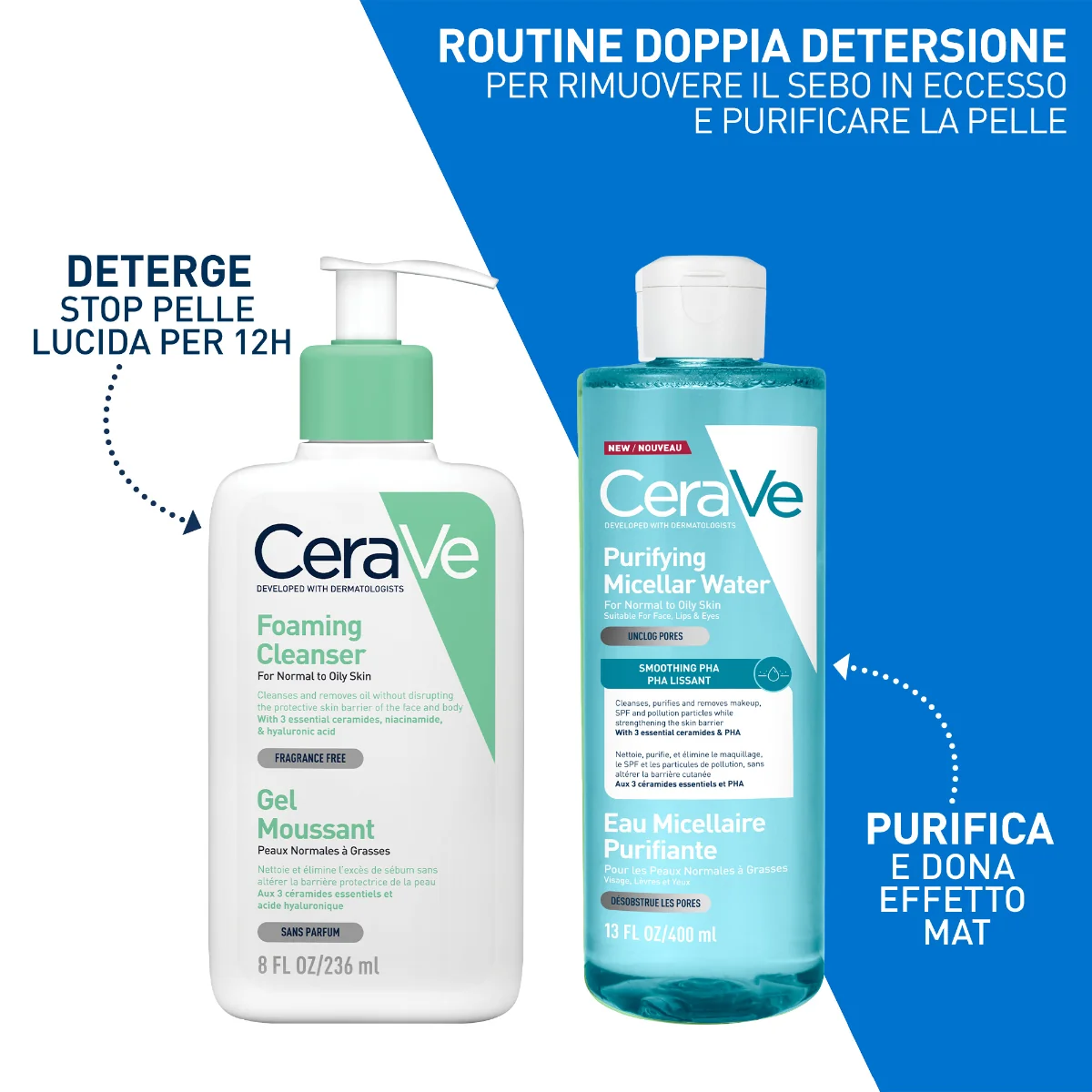 Cerave Acqua Micellare Purificante 400 ml Trattamento Detergente Viso