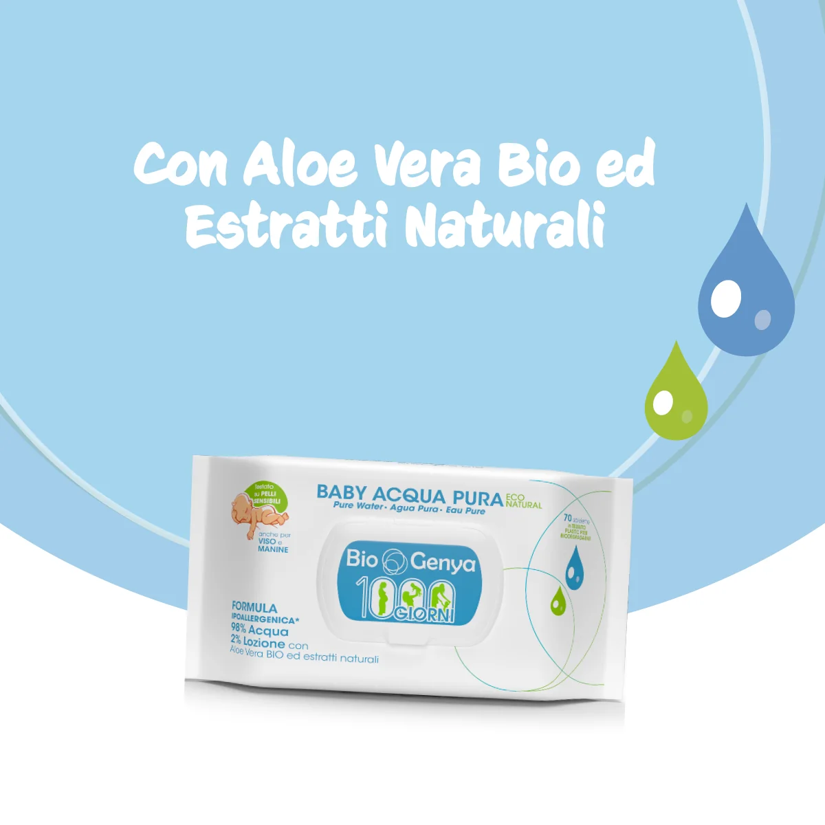Biogenya Eco Natural Baby Acqua Millegiorni 70 salviettine Detergenti bambini
