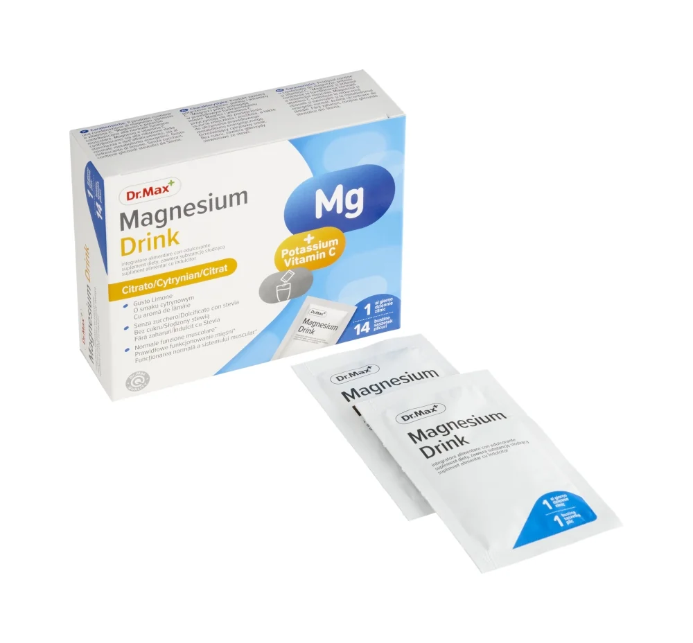 Dr. Max Magnesio, Potassio, Vitamina C 14 Bustine Contrasta la Stanchezza e Aiuta la Funzione Muscolare