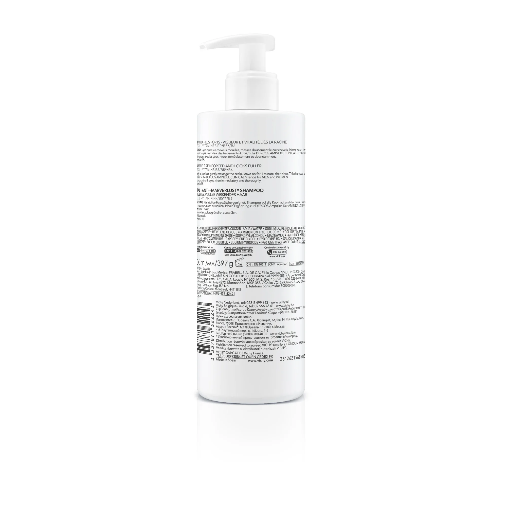 Vichy Dercos Shampoo Energy+ 400 Ml Trattamento Rivitalizzante per capelli più forti