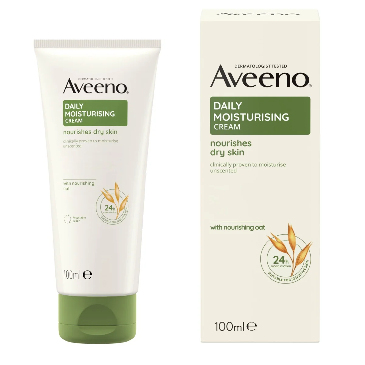 Aveeno Daily Moisturising Crema Idratante 100 ml Crema Corpo per Pelli da Normali a Secche