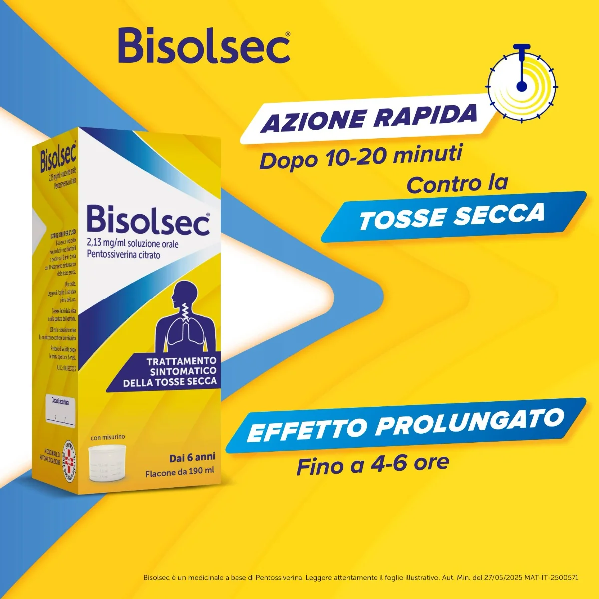 Bisolsec Soluzione Orale 190 Ml 2,13 Mg/Ml Trattamento Sintomatico Tosse Secca