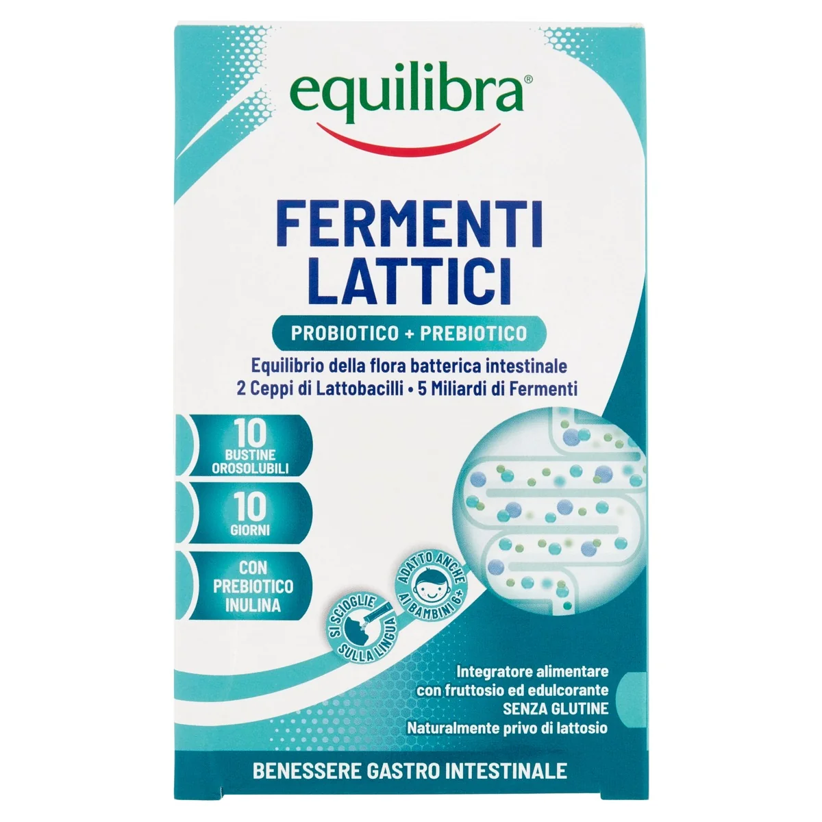 Equilibra Fermenti Lattici 10 Bustine Integratore per l'Equilibrio Intestinale