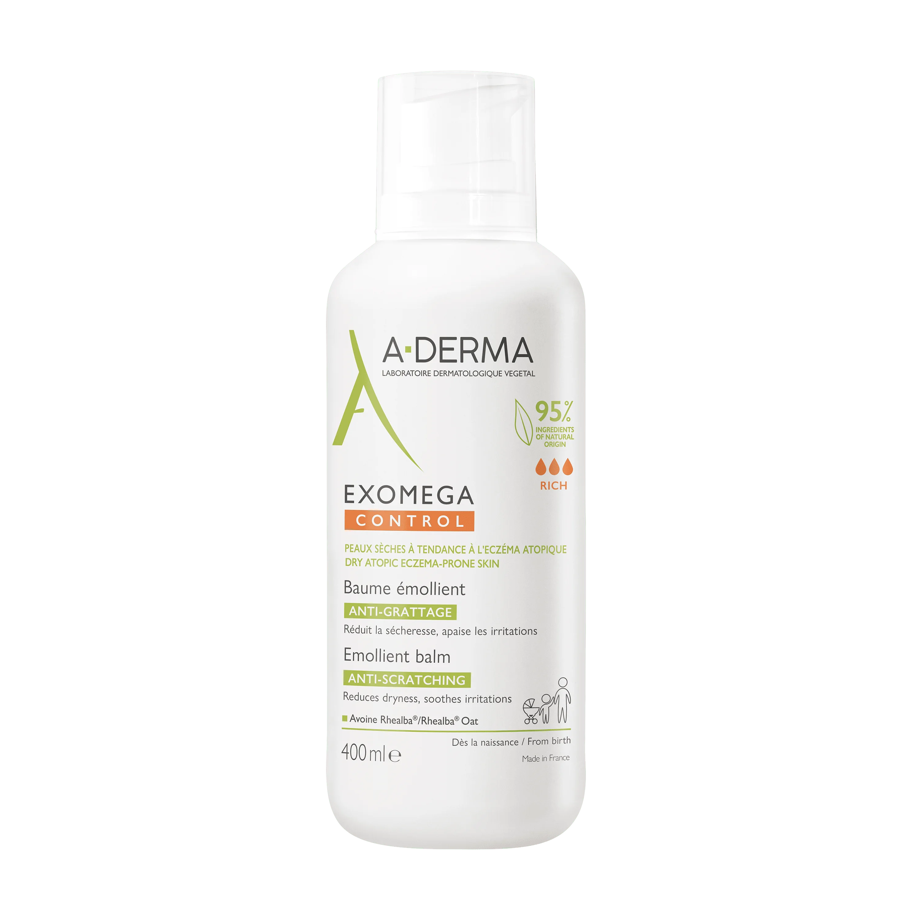 A-Derma Exomega Control Balsamo Emolliente Anti-Grattage 400 ml Pelle Secca a Tendenza Atopica