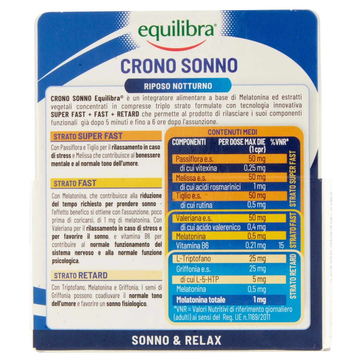 Equilibra Crono Sonno 30 Compresse Integratore per il Sonno