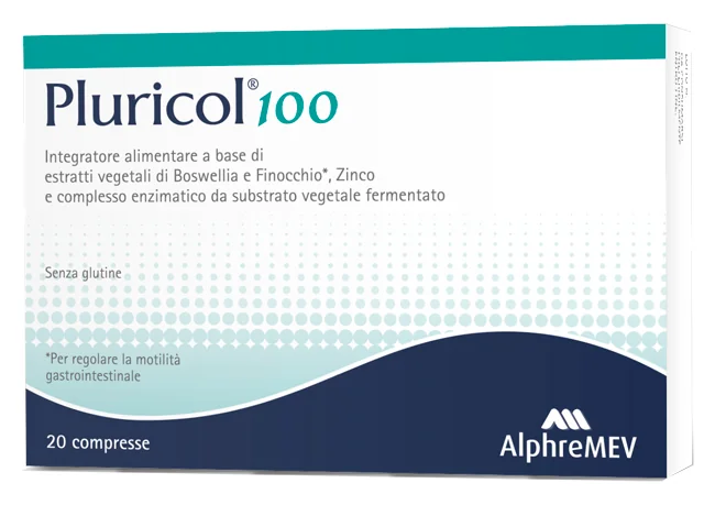 Pluricol 100 Integratore Infiammazione Cronica del Colon 20 Compresse Digestione ed Eliminazione Gas