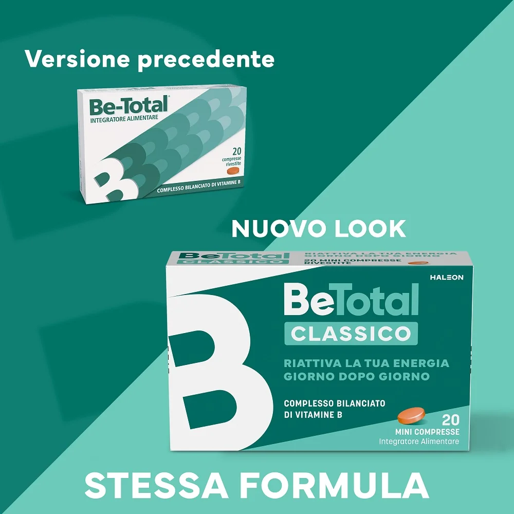 Be-Total Integratore Alimentare Complesso Bilanciato di Vitamine B 40 Compresse Vitamina B, B3 Vitamina B12 Acido Folico Energia Per Adulti