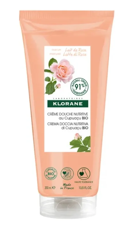 Klorane Crema Doccia Distensivo Latte di Rosa 200 ml Pelle Secca e Molto Secca