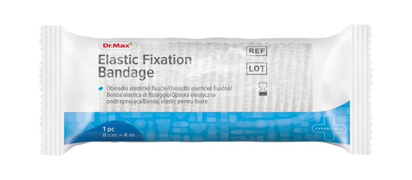 Dr.Max Elastic Fixation Bandage 8 cm x 4 m Benda Elastica Per la Medicazione delle Ferite