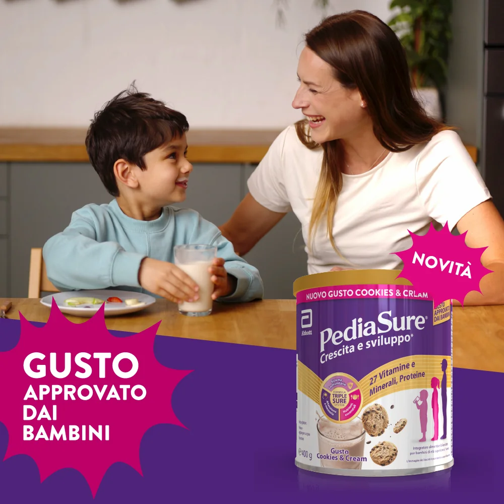 Pediasure Crescita E Sviluppo Integratore Multivitaminico Per Bambini Cookies&Cream 400 g Integratore per la Crescita