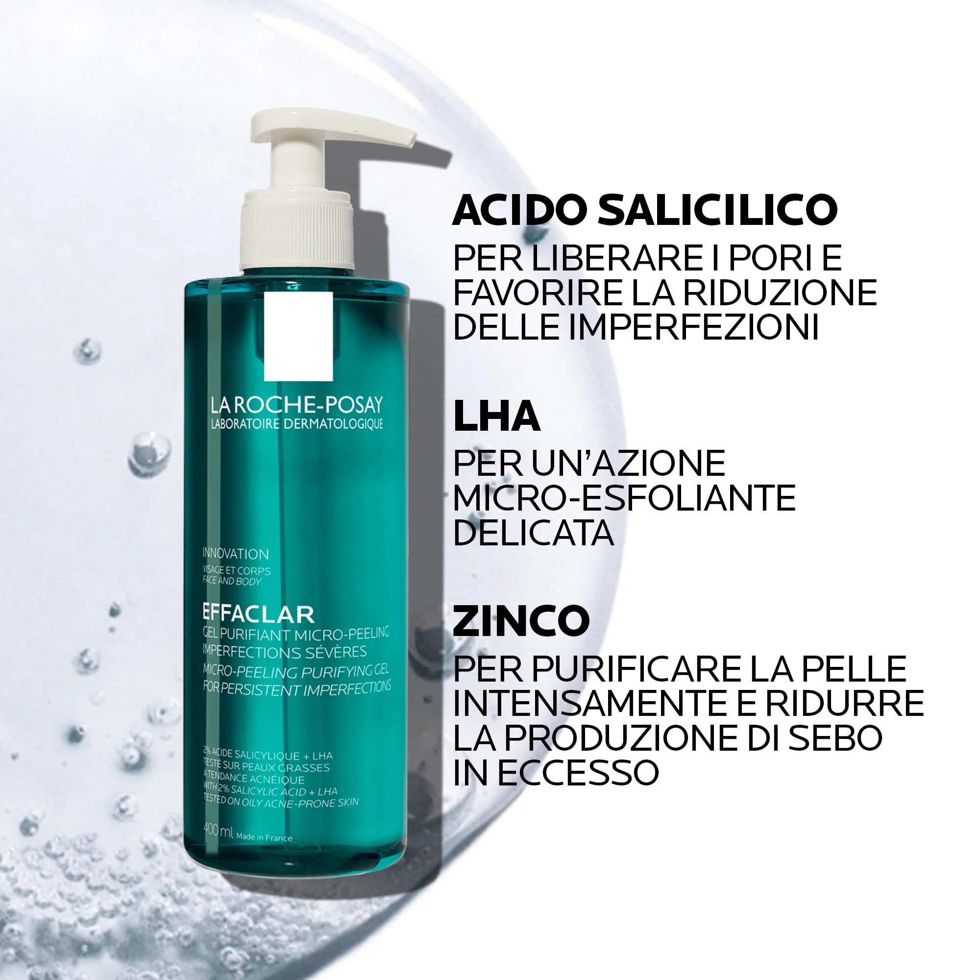 La Roche Posay Effaclar Gel 400 Ml Purificante per pelle con imperfezioni