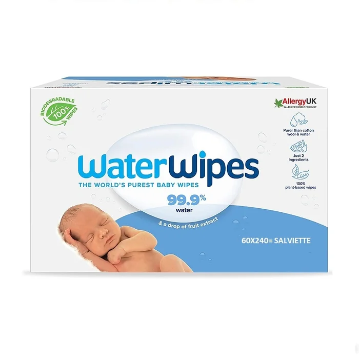 Waterwipes Bio 4 Confezioni da 60 - 240 pezzi Salviettine per il Cambio