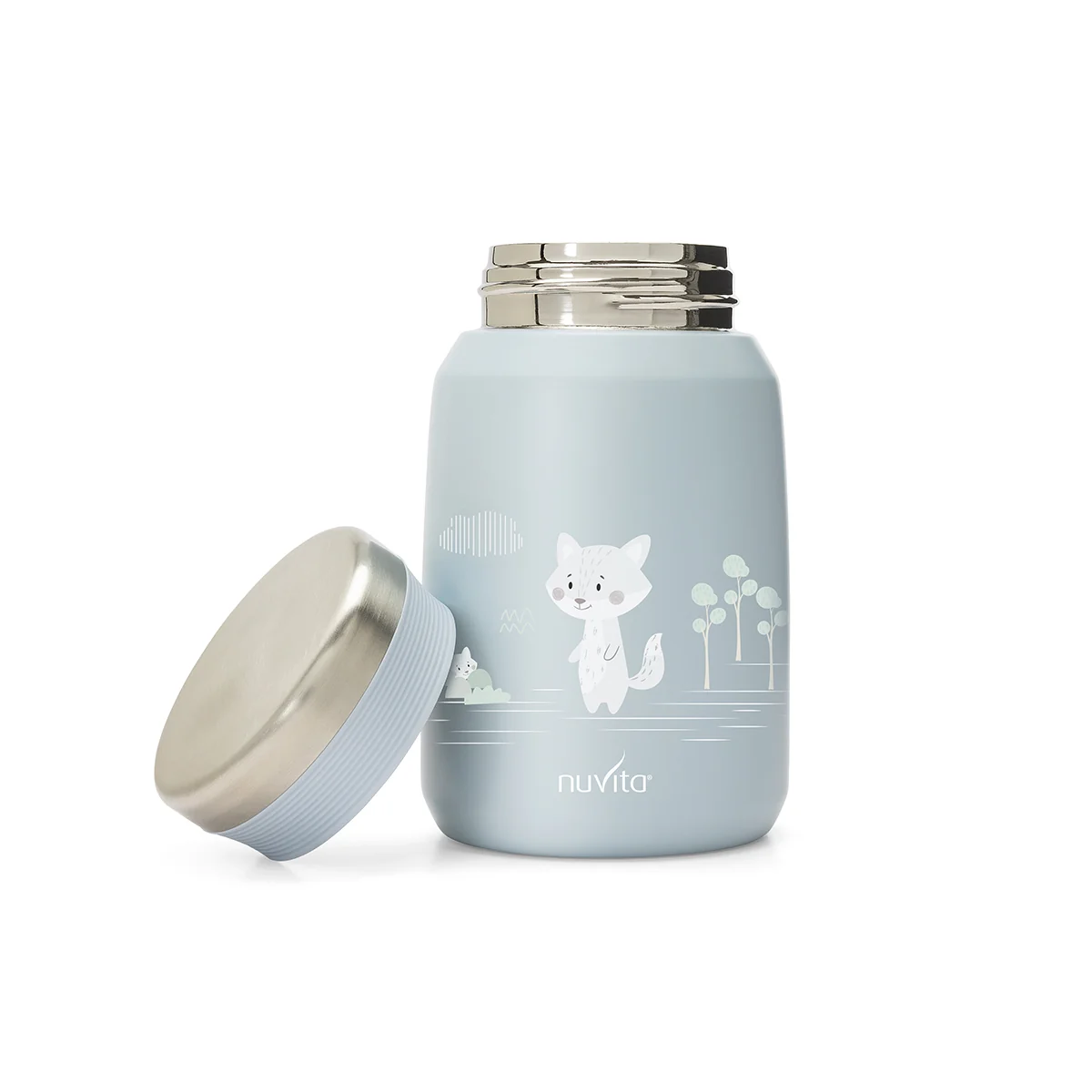 Nuvita Contenitore Termico Acciaio Inox Cibi Liquidi/Solidi Azzurro 500 ml Chiusura Ermetica per Pappe e Brodo