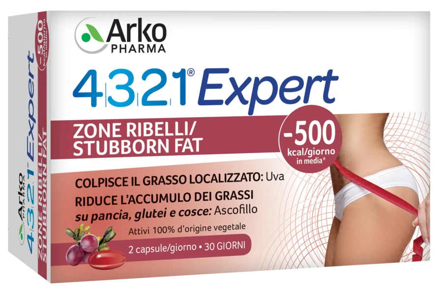 Arkopharma 4321 Expert Slim Zone Ribelli 60 Capsule Colpisce il Grasso Localizzato