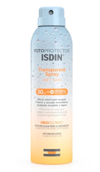 Fotoprotector ISDIN Spray Trasparente Wet Skin SPF 30 Protezione Corpo 250 ml